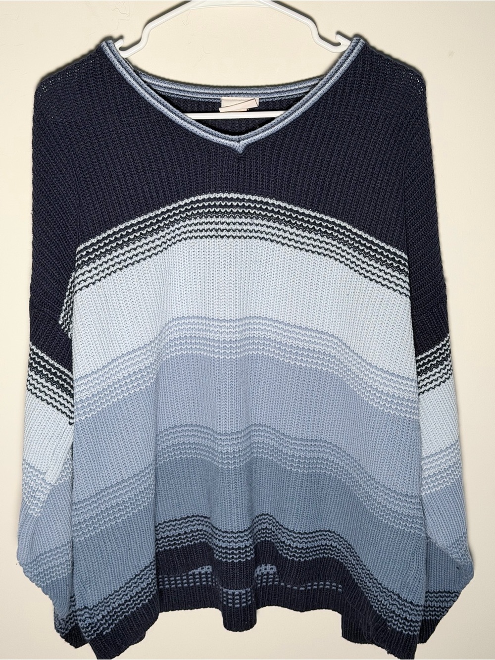 Bobbie Brooks Navy and Light Blue Striped V-Neck Sweater
